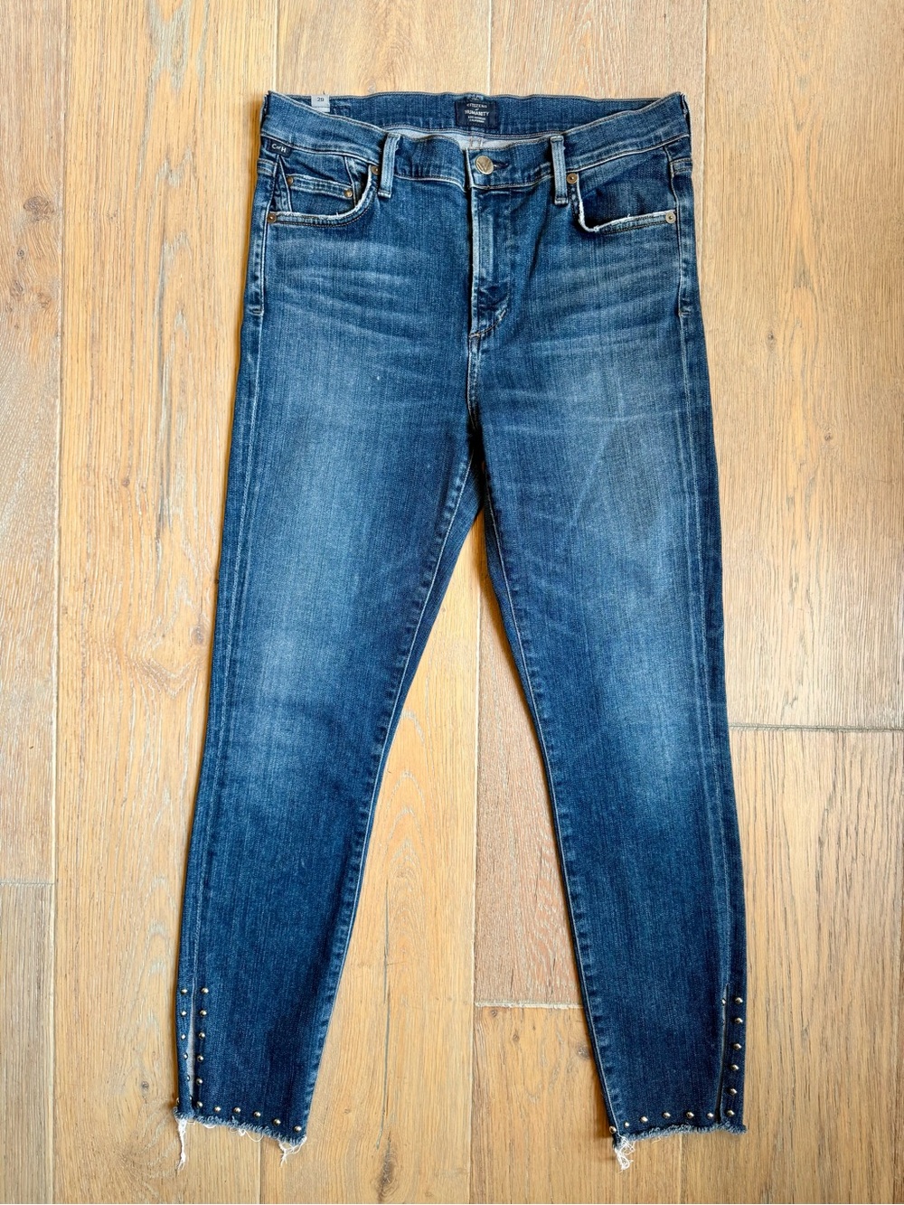 Citizens of Humanity Rocket Petite High Rise Skinny Studded Blue Jeans Size 29